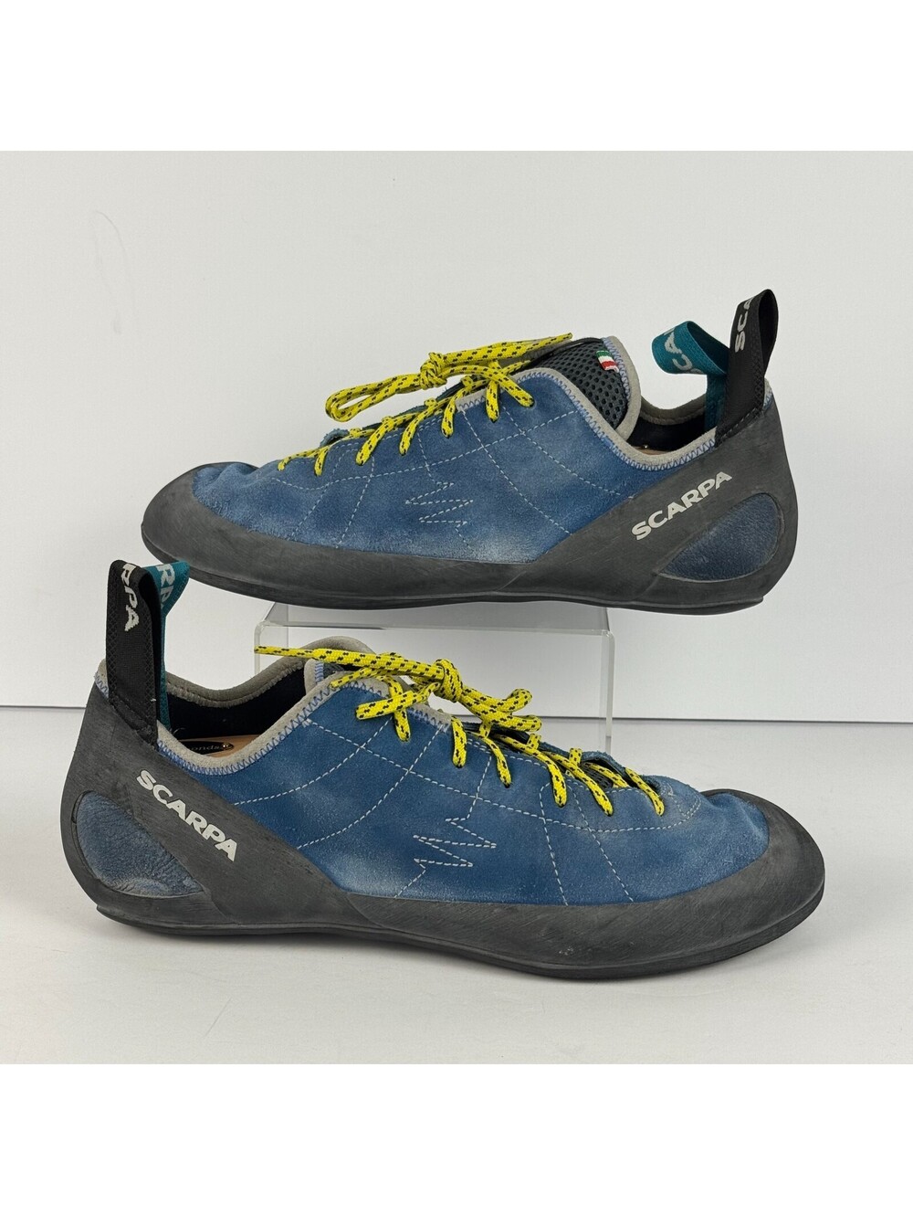 Scarpa Helix Climbing Shoes Blue Black Yellow Mens Size 11.5